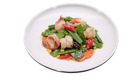 137 Gambas sautées au wok aux pois gourmands 大虾炒荷兰豆